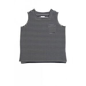 NEW ENGINEERED GARMENTS men's square neck shirt in navy/white